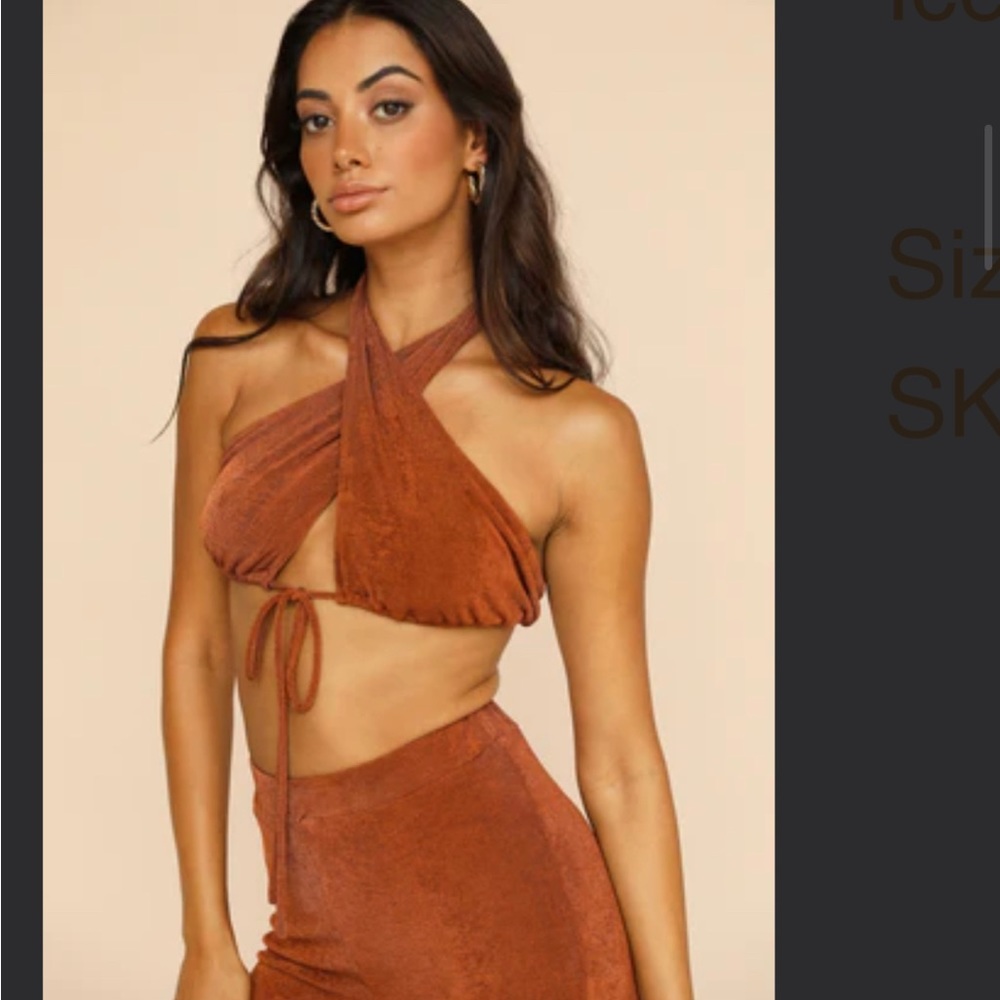 Brown pants and bra top set - XS
